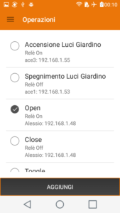 Lista Operazioni ACE Controllo Relè